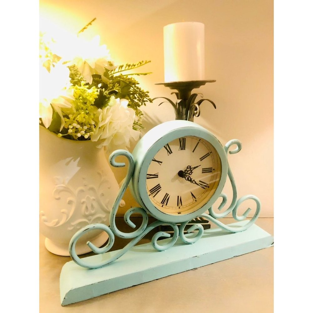 Duck Egg Blue Distressed Table Clock